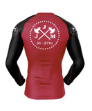 Academia de Jiu Jitsu Rash Guard - Red/Black Sleeves Long Sleeve