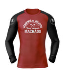 Academia de Jiu Jitsu Rash Guard - Red/Black Sleeves Long Sleeve