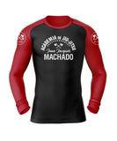 Academia de Jiu Jitsu Rash Guard - Black/Red Sleeves Long Sleeve