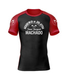 Academia de Jiu Jitsu Rash Guard - Black/Red Sleeves
