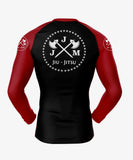 Academia de Jiu Jitsu Rash Guard - Black/Red Sleeves Long Sleeve